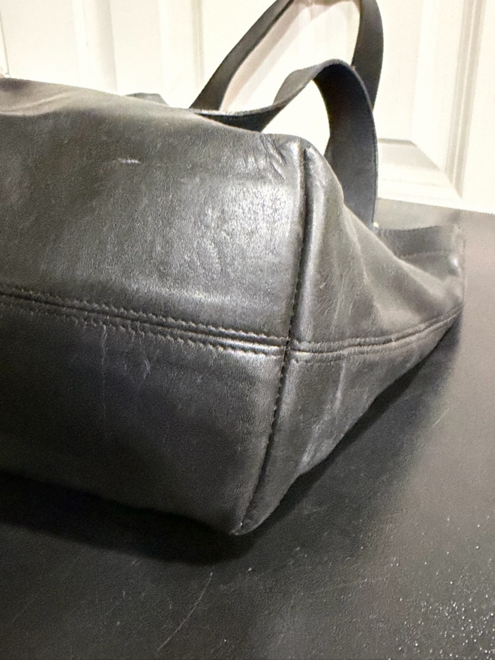 Coach vintage Lafayette Black Leather shoulder Tote with brass Buckle Strap 4140 - Picture 8 of 10